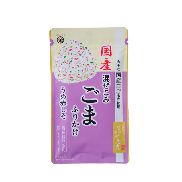 九鬼 国産混ぜこみごまふりかけ うめ赤しそ 25g – T.K.Trading
