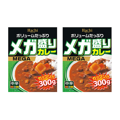 <font color="#FF0000">2パックセット</font><br>Hachi メガ盛りカレー 中辛 300g ×2