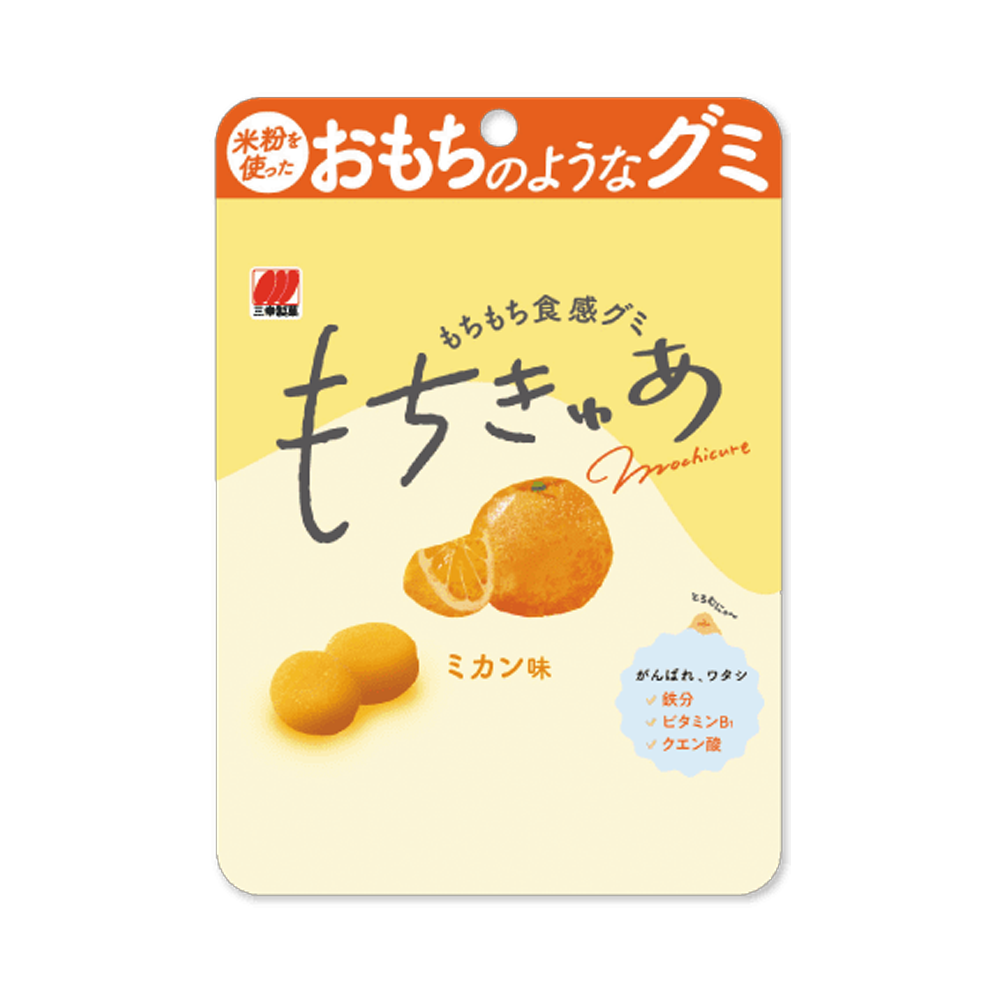 <font color="#FF0000">賞味期限5月31日 </font><br>三幸製菓 もちきゅあ ミカン味 44g