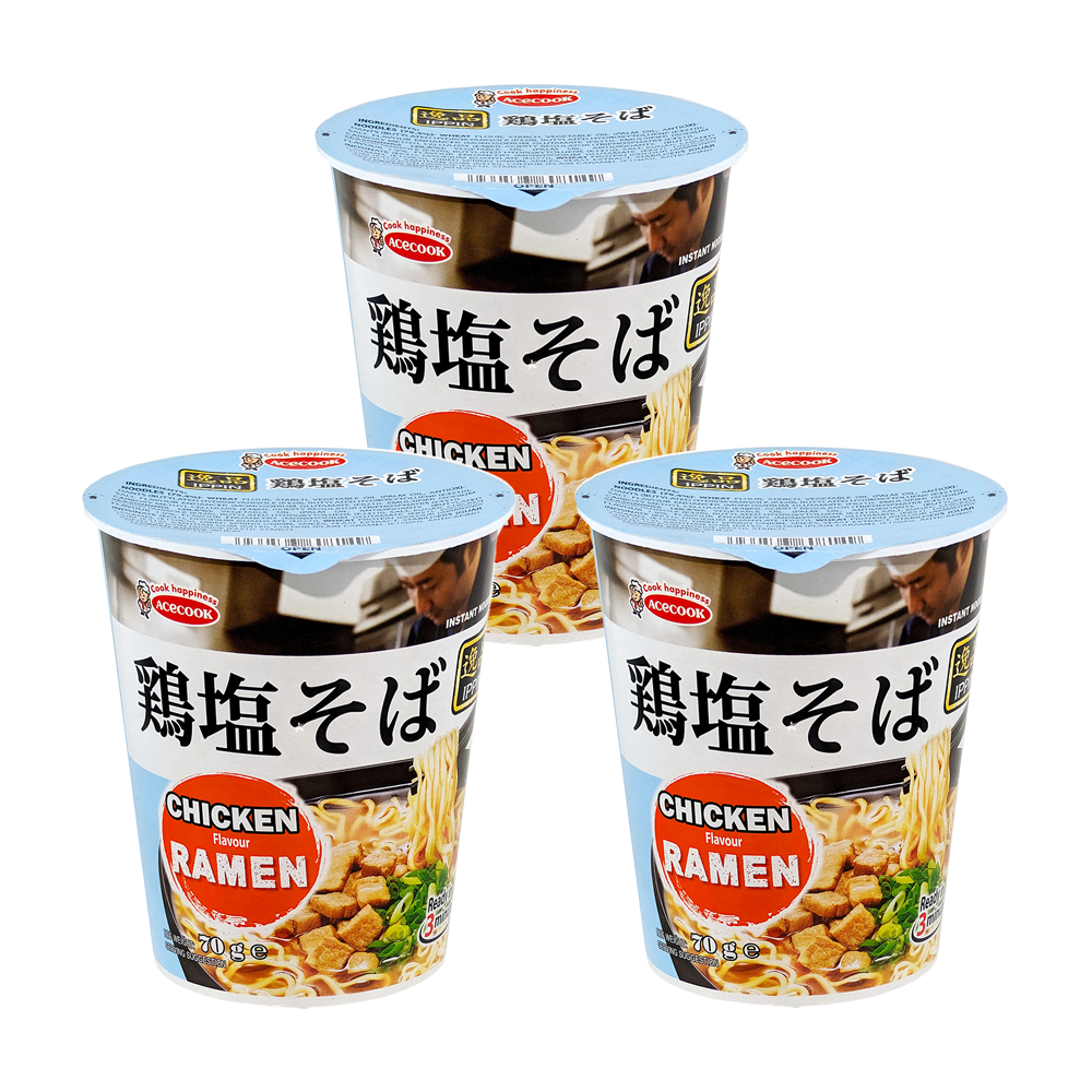 <font color="#FF0000">3パックセット</font><br> エースコック 鶏塩そば 70g×3