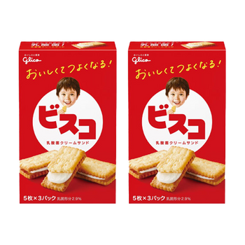 <font color="#FF0000">2パックセット</font><br> グリコ ビスコ 58g×2