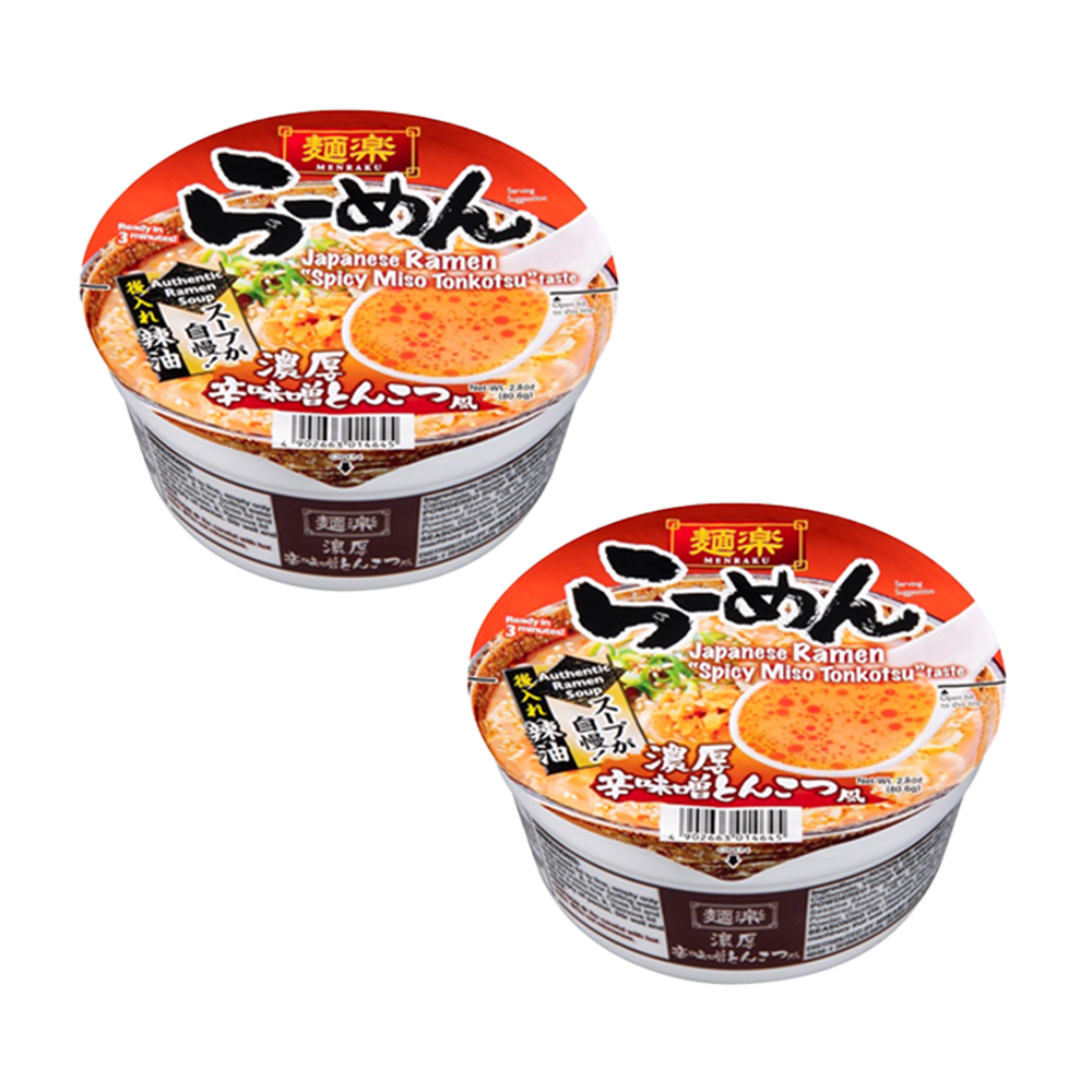 <font color="#FF0000">2-pack set</font> Menraku Ramen Spicy Miso 90.9g x 2