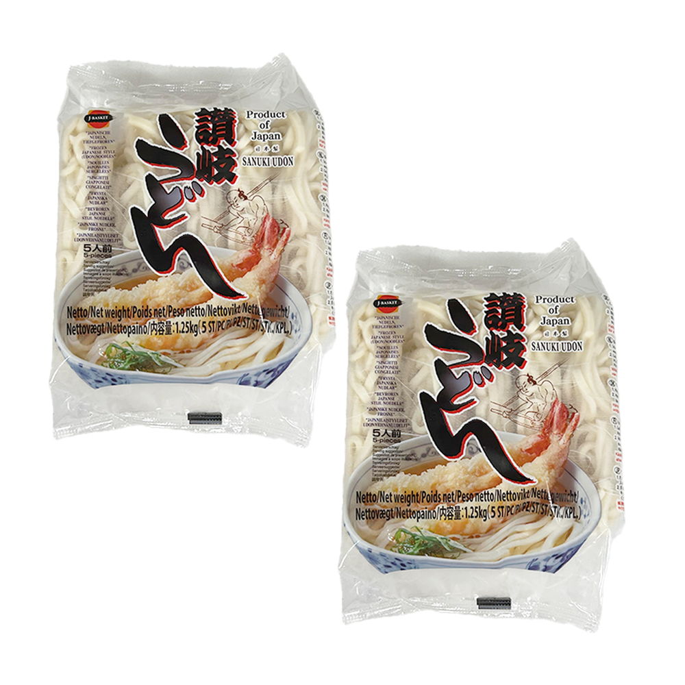 *<font color="#FF0000">2パックセット </font><br>J-BASKET 日本製さぬきうどん 5人前×2