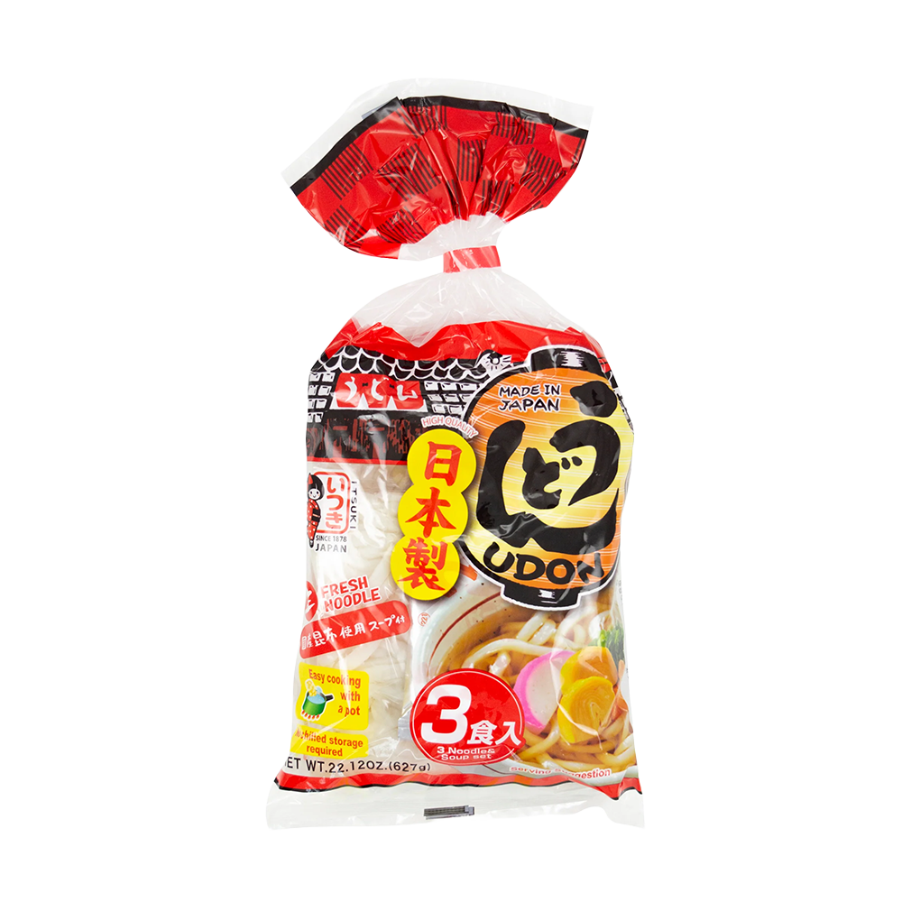 五木 3食入うどん 国産昆布使用スープ付 627g