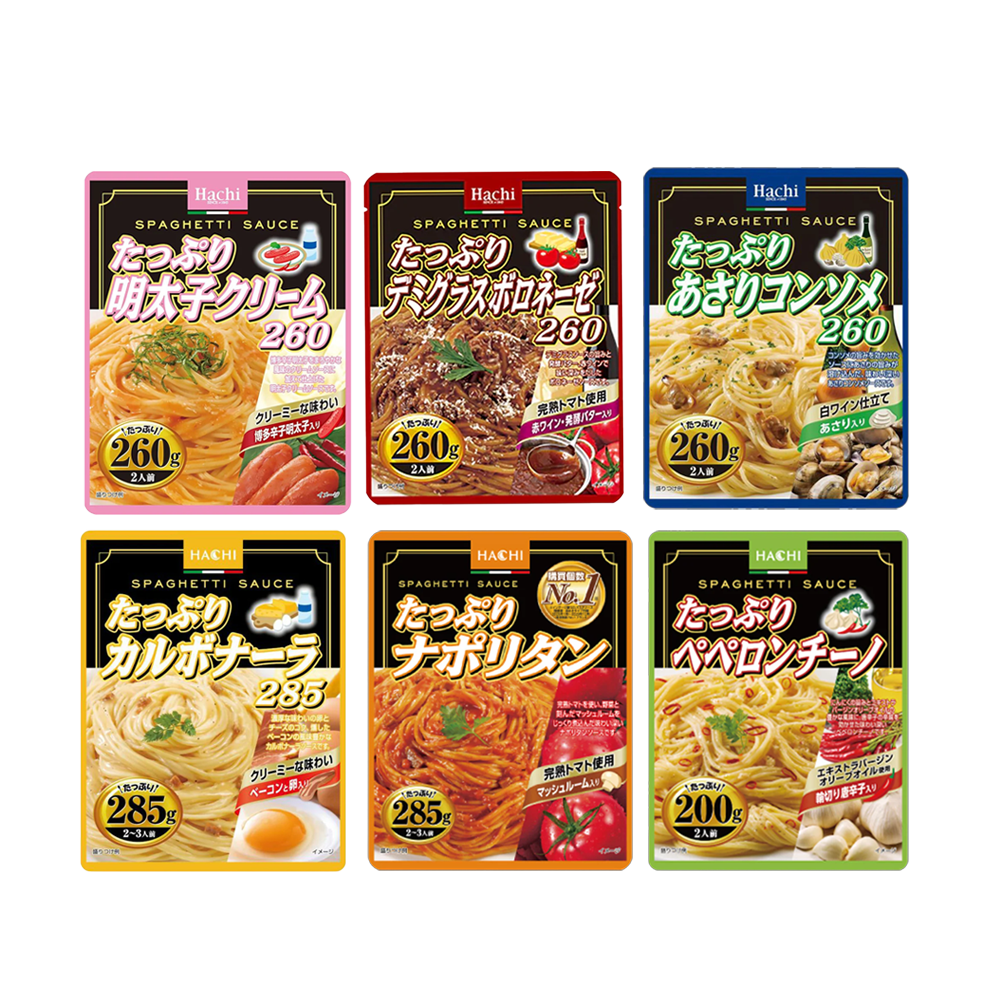 <font color="#FF0000">6パックセット</font><br>Hachi パスタソース6種セット 200g