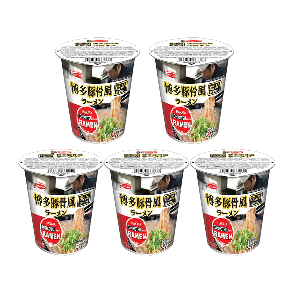 <font color="#FF0000">5パックセット</font><br> エースコック 博多豚骨風ラーメン 74g×5