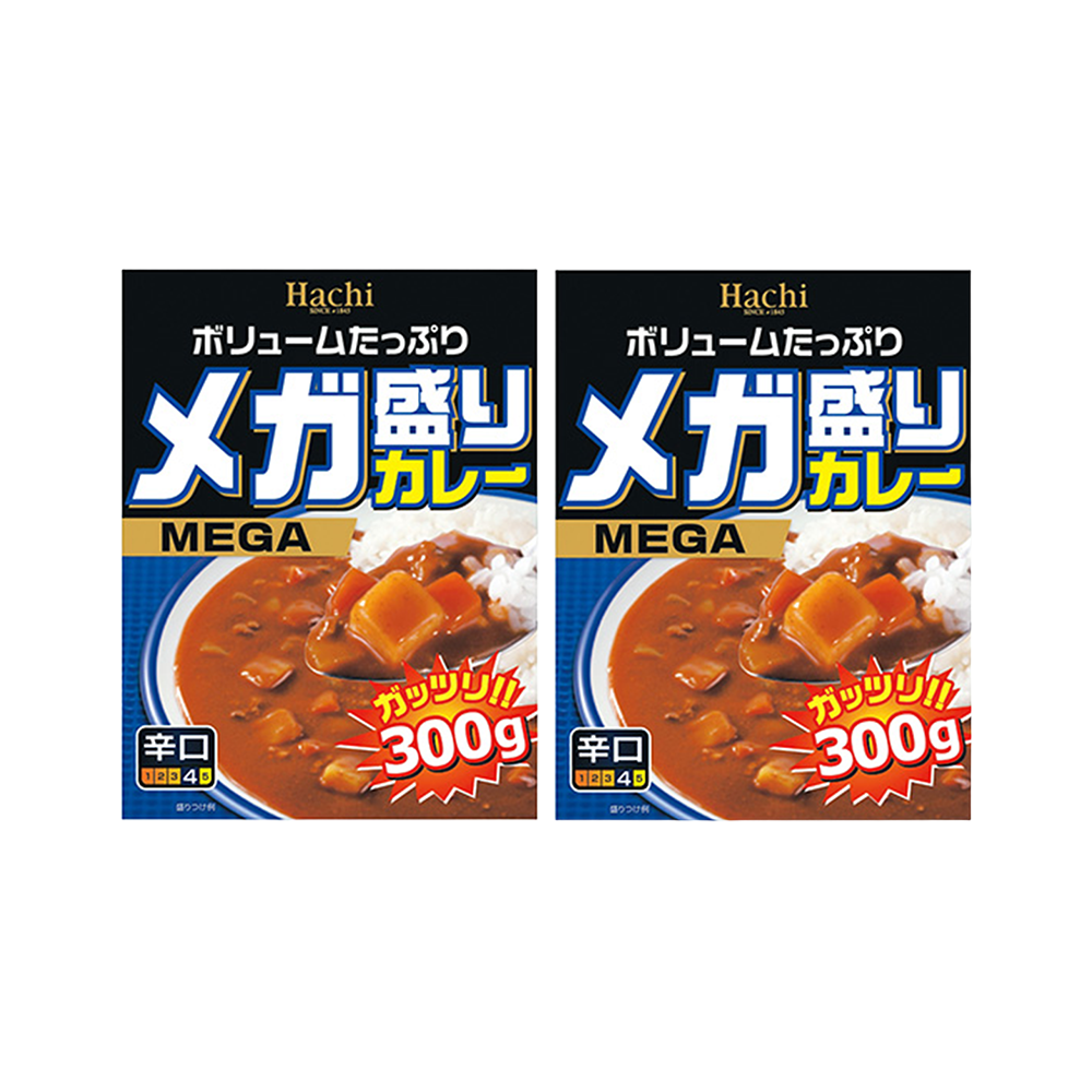 <font color="#FF0000">2パックセット</font><br>Hachi メガ盛りカレー 辛口 300g ×2