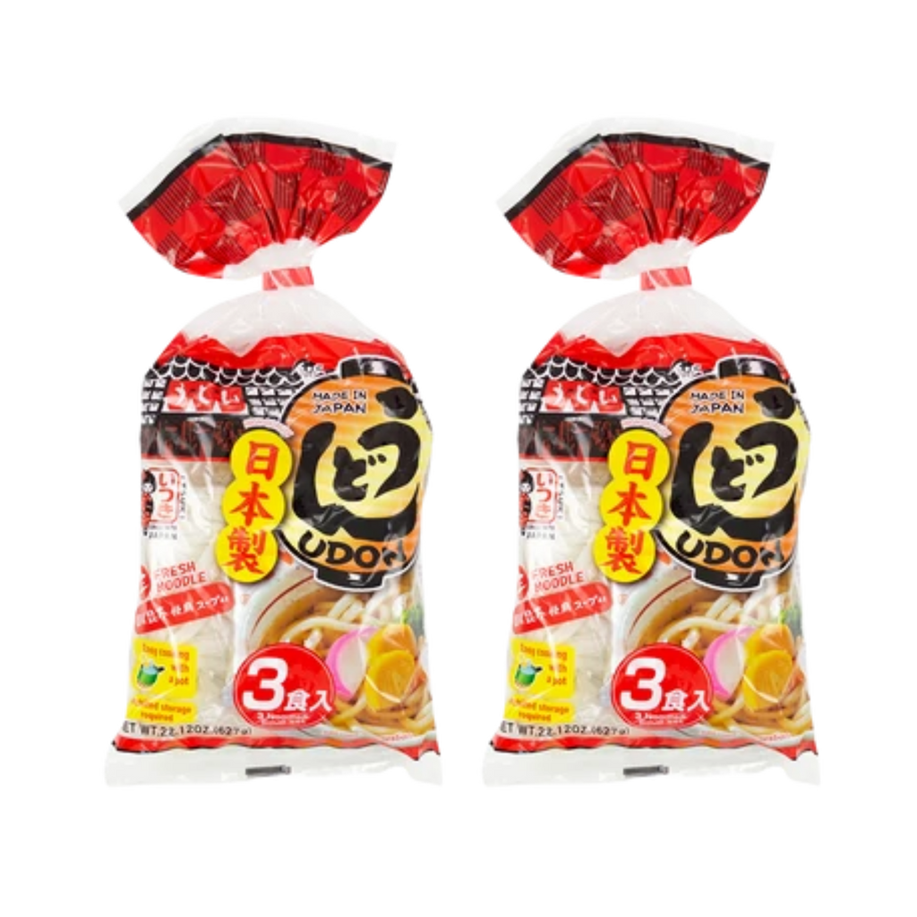 <font color="#FF0000">2パックセット</font><br>五木 3食入うどん 国産昆布使用スープ付 627g×2