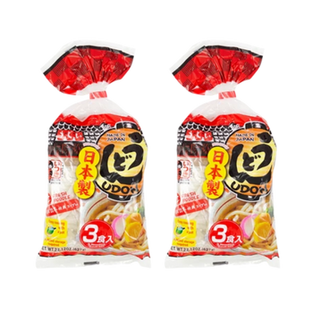<font color="#FF0000">2パックセット</font><br>五木 3食入うどん 国産昆布使用スープ付 627g×2